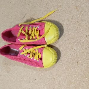 Pink and yellow shoes